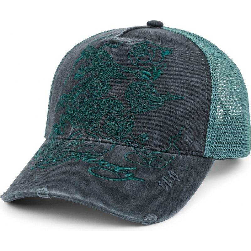 kepure-islenkta-juoda-snapback-outline-distressed-ed-hardy