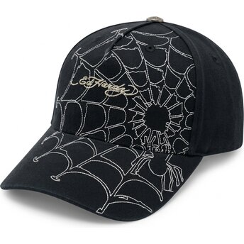 Kepurė išlenkta juoda reguliuojamas Spiderweb Ed Hardy