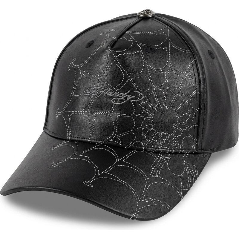 kepure-islenkta-juoda-reguliuojamas-spiderweb-pu-leather-ed-hardy