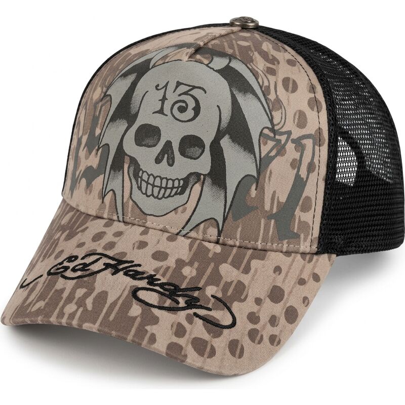 kepure-islenkta-pilka-snapback-13-skull-ed-hardy