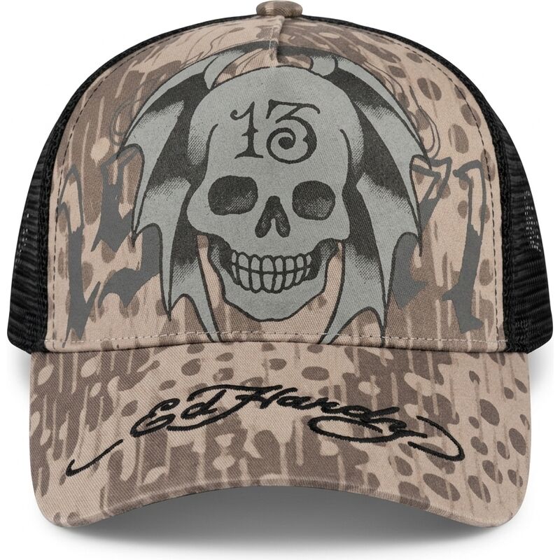 kepure-islenkta-pilka-snapback-13-skull-ed-hardy
