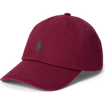 Kepurė išlenkta raudona reguliuojamas Cotton Chino Classic Sport Polo Ralph Lauren