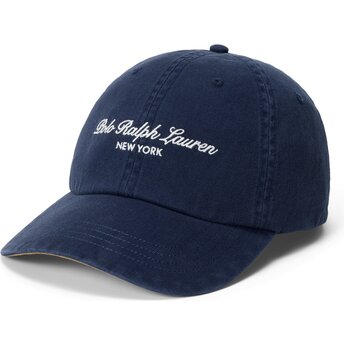 Kepurė išlenkta tamsiai mėlyna reguliuojamas Woven Script Polo Ralph Lauren