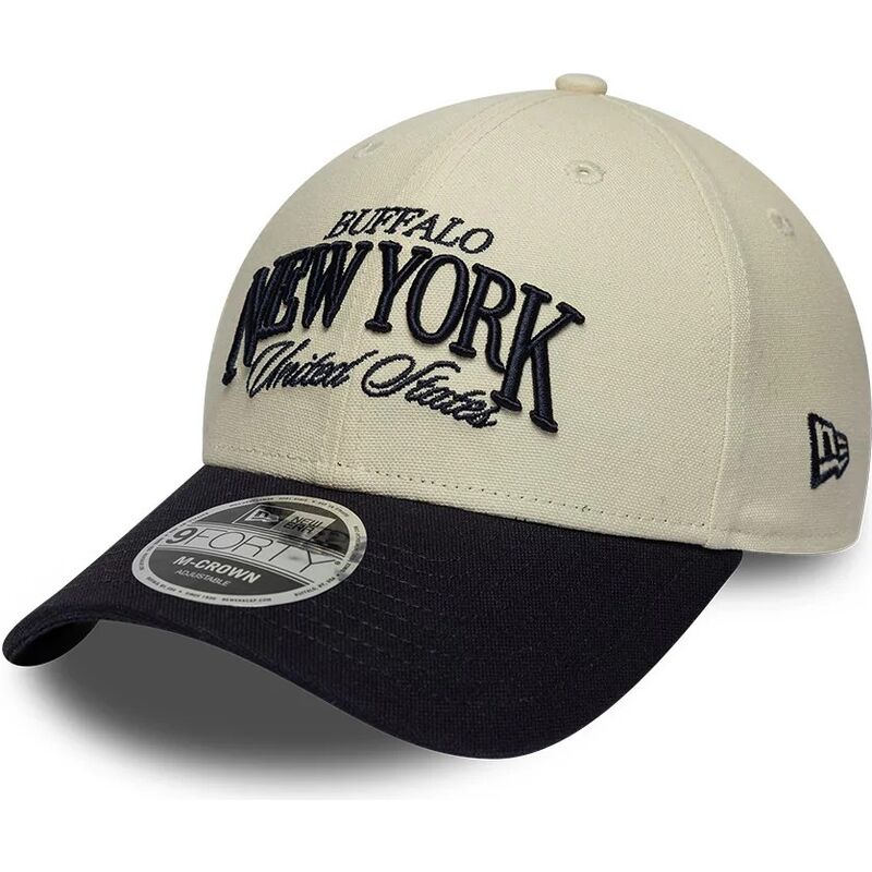 gorra-curva-beige-y-azul-marino-ajustable-9forty-m-crown-wordmark-de-buffalo-new-york-de-new-era