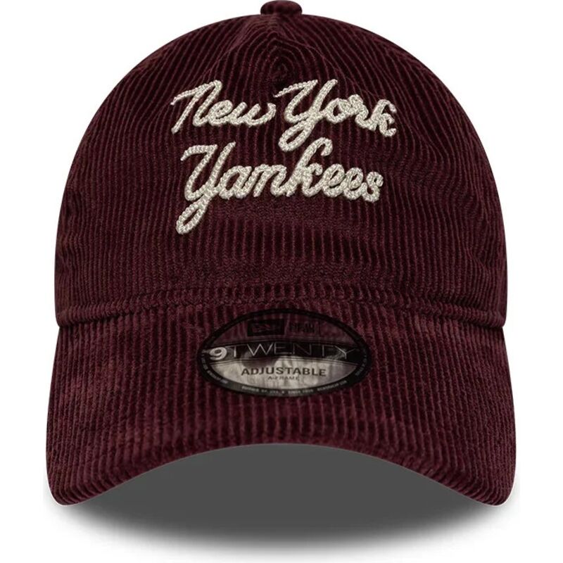 kepure-islenkta-raudona-reguliuojamas-9twenty-a-frame-cord-script-new-york-yankees-mlb-new-era