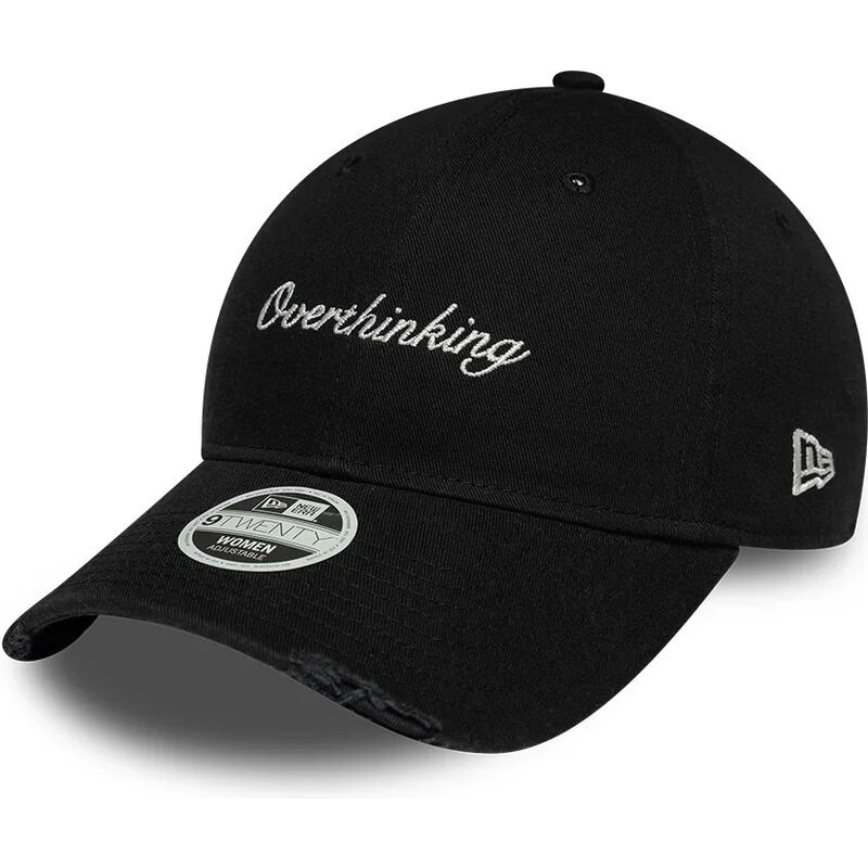 kepure-islenkta-juoda-reguliuojamas-9twenty-slogan-overthinking-new-era