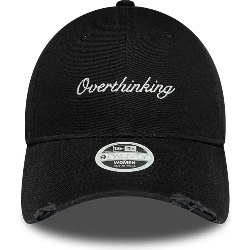 kepure-islenkta-juoda-reguliuojamas-9twenty-slogan-overthinking-new-era