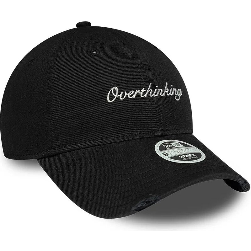 kepure-islenkta-juoda-reguliuojamas-9twenty-slogan-overthinking-new-era