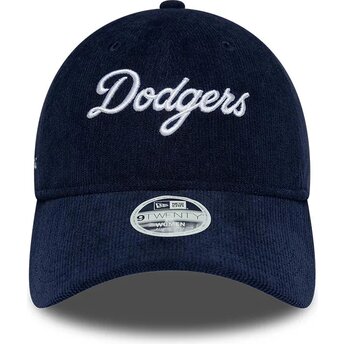 Kepurė išlenkta tamsiai mėlyna reguliuojamas 9TWENTY Cord Script Los Angeles Dodgers MLB New Era