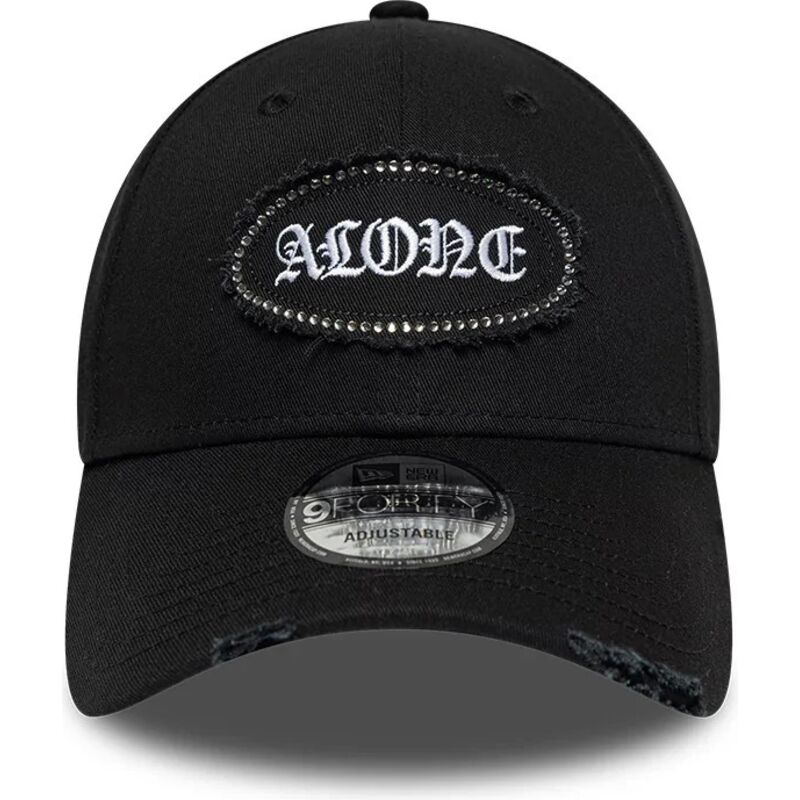 kepure-islenkta-juoda-reguliuojamas-9forty-gem-patch-distress-alone-new-era