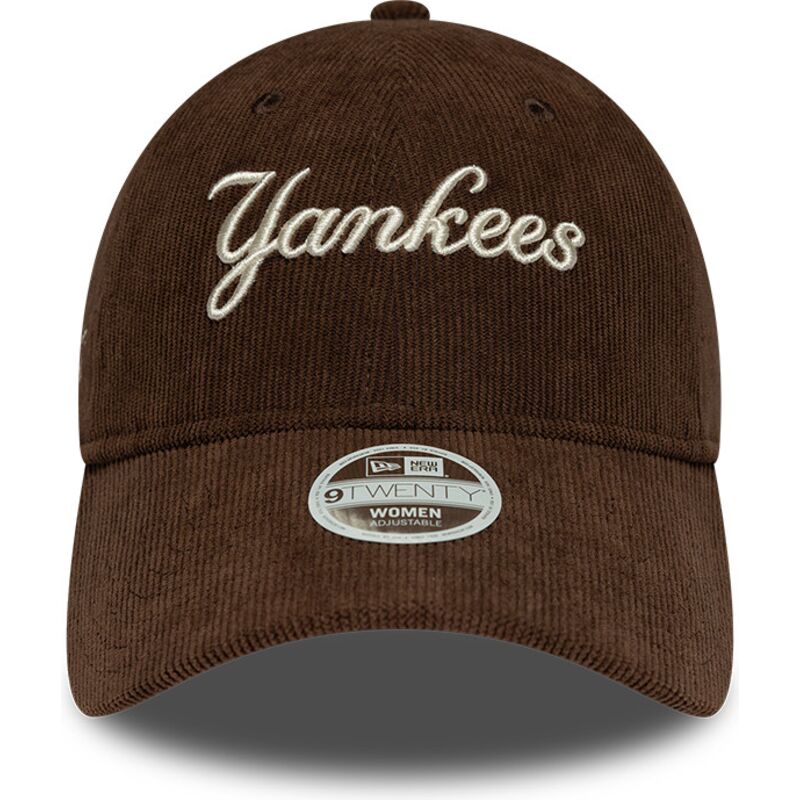 kepure-islenkta-ruda-reguliuojamas-9twenty-cord-script-new-york-yankees-mlb-new-era