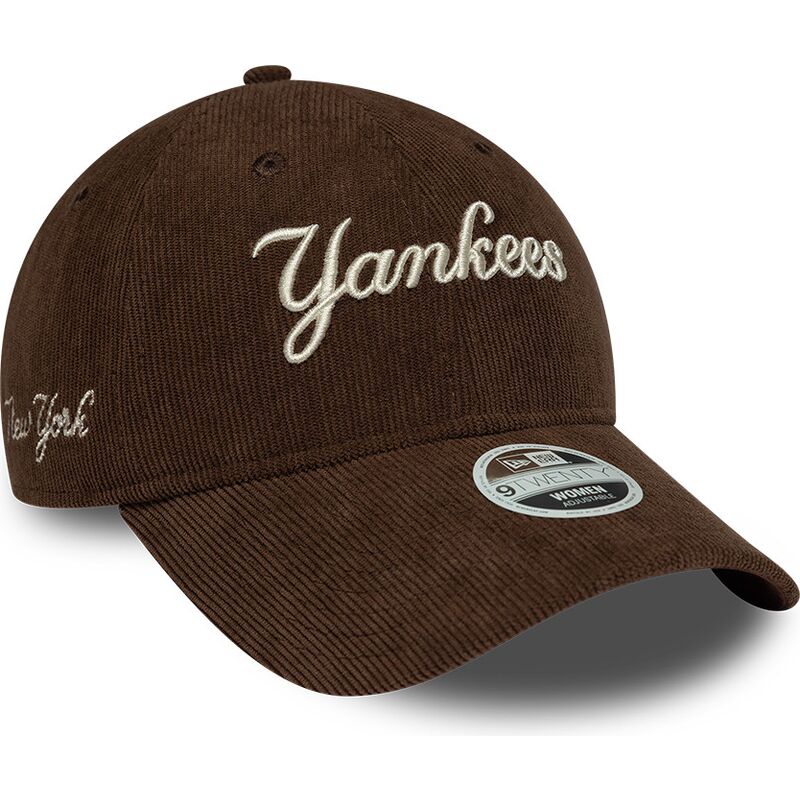 kepure-islenkta-ruda-reguliuojamas-9twenty-cord-script-new-york-yankees-mlb-new-era