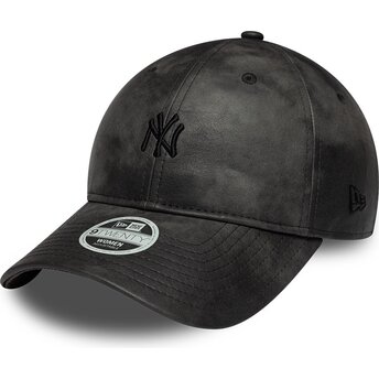 Kepurė išlenkta juoda reguliuojamas 9TWENTY Washed PU New York Yankees MLB New Era