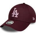 kepure-islenkta-raudona-reguliuojamas-rosa-9forty-metallic-los-angeles-dodgers-mlb-new-era