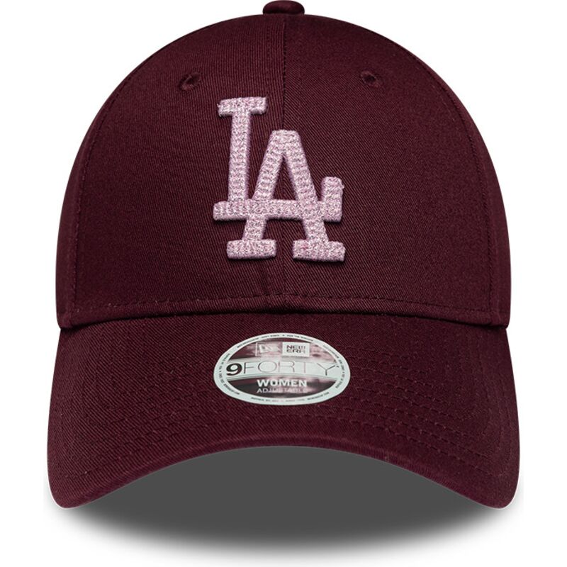 kepure-islenkta-raudona-reguliuojamas-rosa-9forty-metallic-los-angeles-dodgers-mlb-new-era