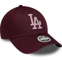 kepure-islenkta-raudona-reguliuojamas-rosa-9forty-metallic-los-angeles-dodgers-mlb-new-era