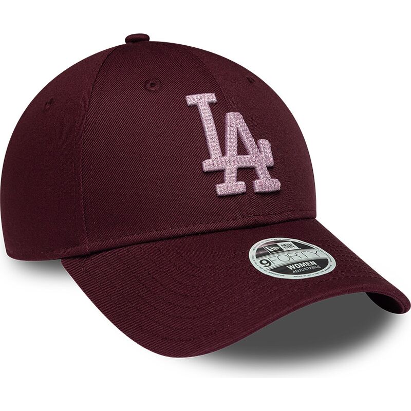 kepure-islenkta-raudona-reguliuojamas-rosa-9forty-metallic-los-angeles-dodgers-mlb-new-era