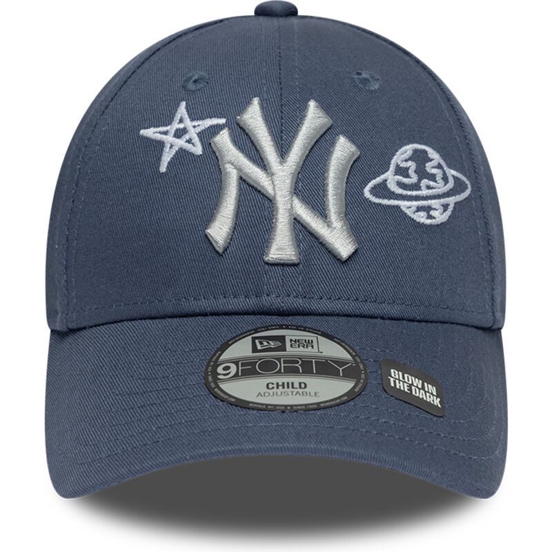 kepure-islenkta-melyna-reguliuojamas-vaikams-9forty-space-glow-in-the-dark-new-york-yankees-mlb-new-era