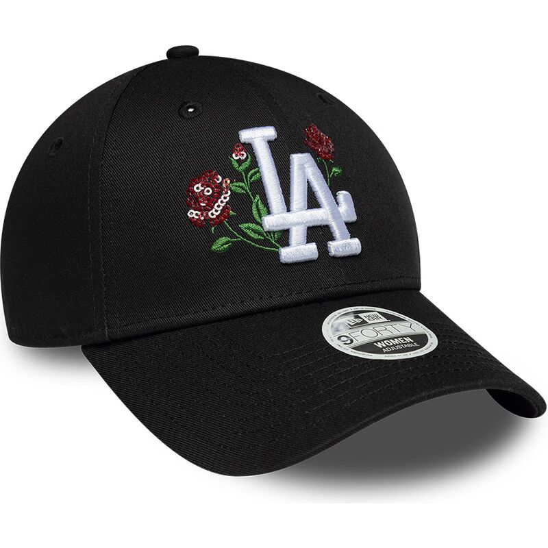 kepure-islenkta-juoda-snapback-9forty-rose-sequin-los-angeles-dodgers-mlb-new-era