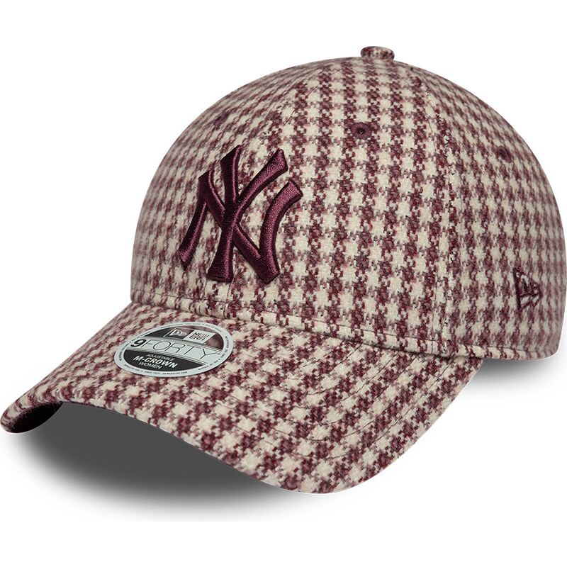 kepure-islenkta-raudona-reguliuojamas-9forty-m-crown-houndstooth-new-york-yankees-mlb-new-era