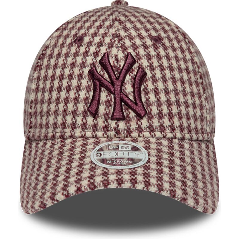 kepure-islenkta-raudona-reguliuojamas-9forty-m-crown-houndstooth-new-york-yankees-mlb-new-era