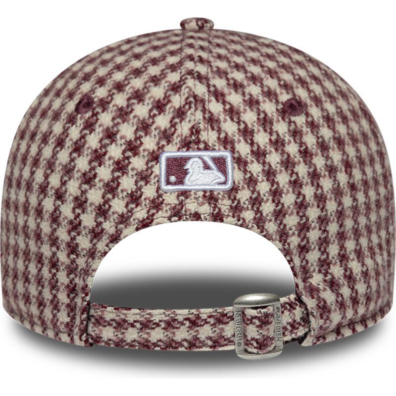 kepure-islenkta-raudona-reguliuojamas-9forty-m-crown-houndstooth-new-york-yankees-mlb-new-era