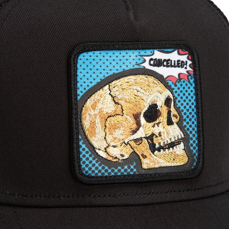 kepure-islenkta-juoda-snapback-cancelled-skull-pop-art-strikes-back-the-farm-goorin-bros