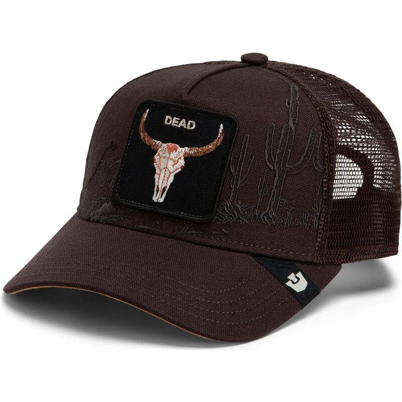 kepure-islenkta-ruda-snapback-skull-badlands-dead-the-farm-goorin-bros