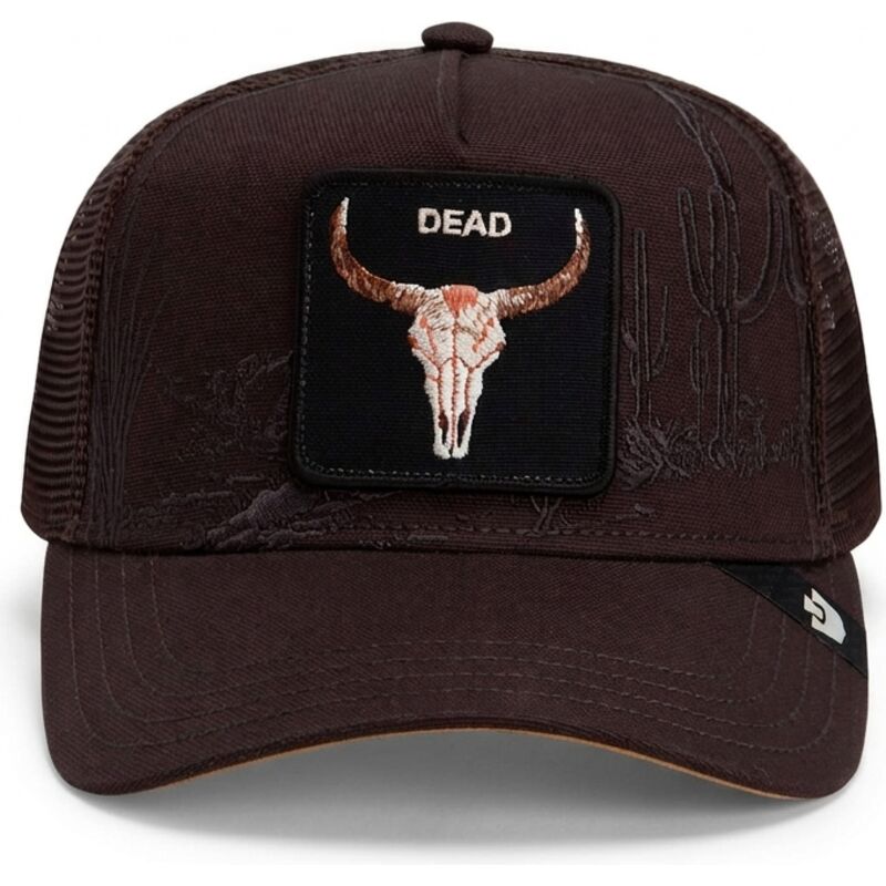 kepure-islenkta-ruda-snapback-skull-badlands-dead-the-farm-goorin-bros
