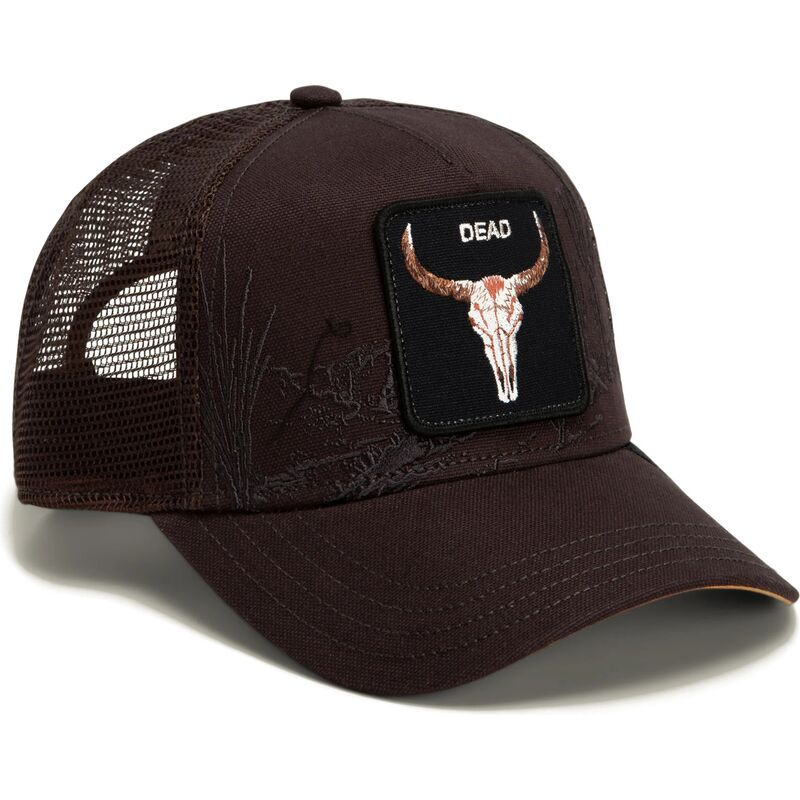 kepure-islenkta-ruda-snapback-skull-badlands-dead-the-farm-goorin-bros