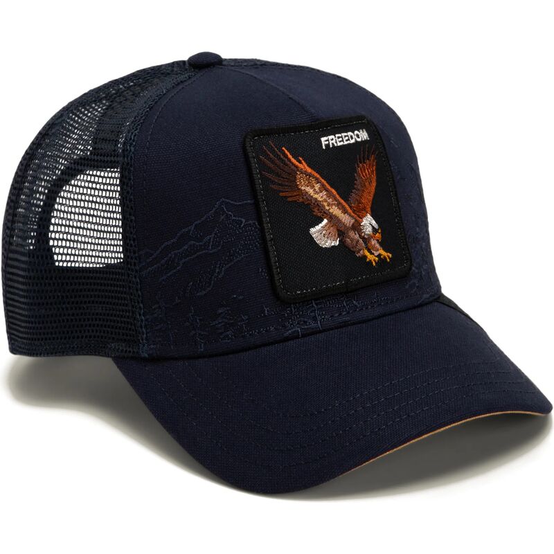 kepure-islenkta-tamsiai-melyna-snapback-eagle-badlands-freedom-the-farm-goorin-bros