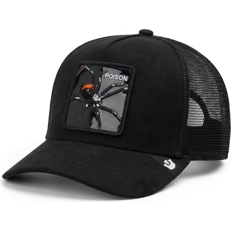 kepure-islenkta-juoda-snapback-black-out-spider-blackened-metallic-poison-the-farm-goorin-bros
