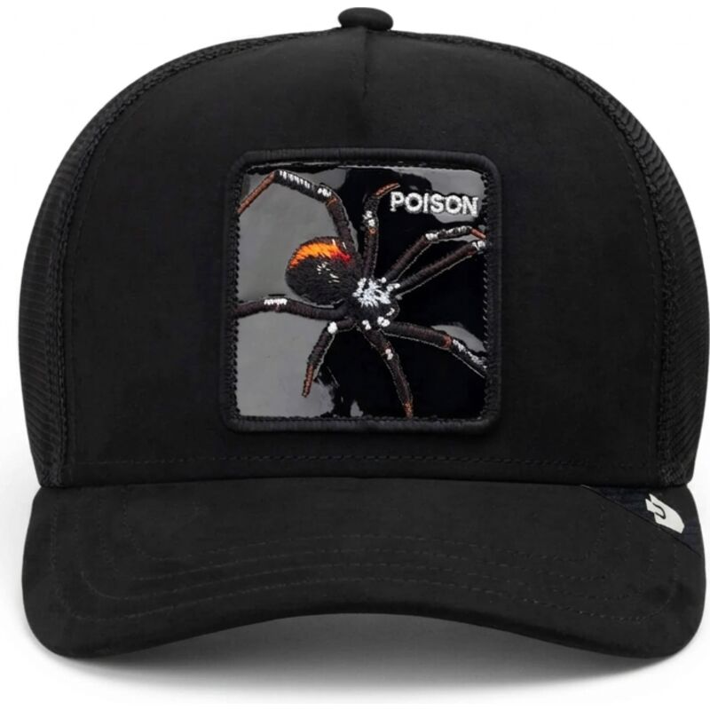kepure-islenkta-juoda-snapback-black-out-spider-blackened-metallic-poison-the-farm-goorin-bros