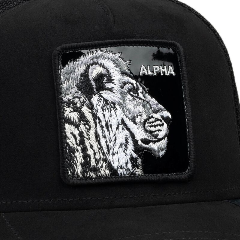 kepure-islenkta-juoda-snapback-black-out-lion-blackened-metallic-alpha-the-farm-goorin-bros