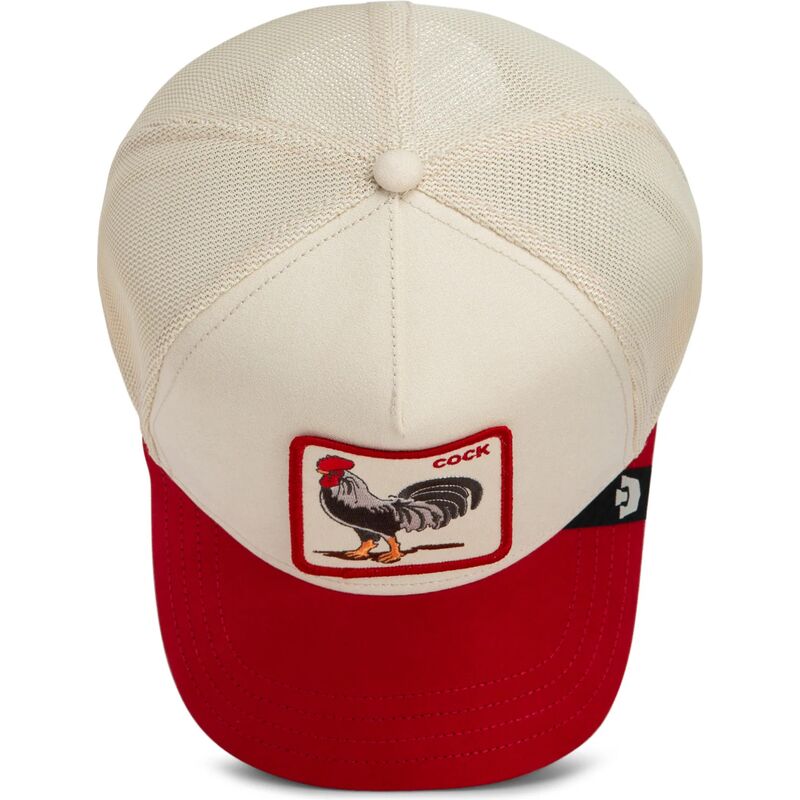 kepure-islenkta-raudona-snapback-the-suede-rooster-microsuede-cock-the-farm-goorin-bros