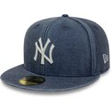 kepure-plokscia-tamsiai-melyna-priglundanti-59fifty-washed-new-york-yankees-mlb-new-era