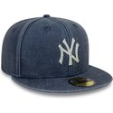 kepure-plokscia-tamsiai-melyna-priglundanti-59fifty-washed-new-york-yankees-mlb-new-era