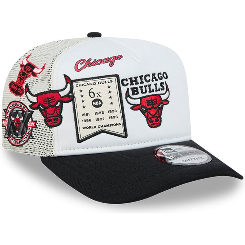 kepure-islenkta-balta-snapback-hardwood-classics-9fifty-a-frame-precurved-chicago-bulls-nba-new-era