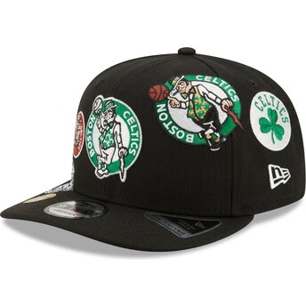 Kepurė išlenkta juoda snapback 9FIFTY A Frame Precurved Multi Patch Boston Celtics NBA New Era