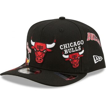 Kepurė išlenkta juoda snapback 9FIFTY A Frame Precurved Multi Patch Chicago Bulls NBA New Era