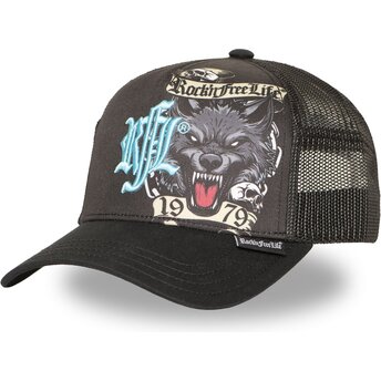 Kepurė išlenkta juoda snapback N°266 Chained Wolf Rock’nFreeLife