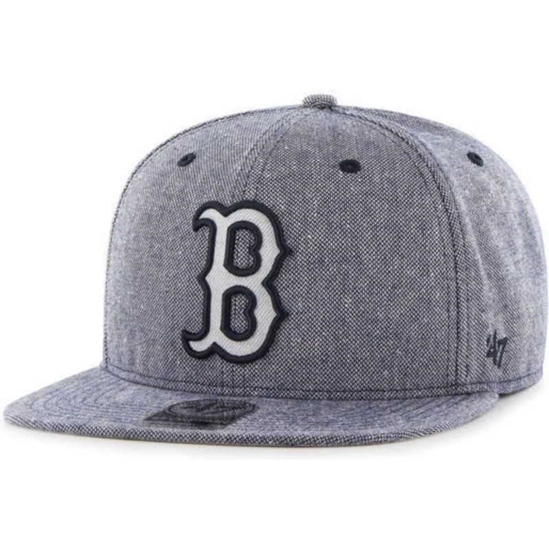 kepure-plokscia-tamsiai-melyna-snapback-tejido-vaquero-boston-red-sox-mlb-47-brand