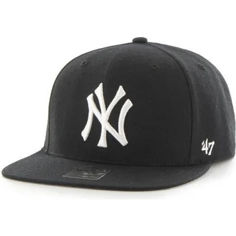 Czarna płaska czapka snapback gładka MLB New York Yankees od 47 Brand