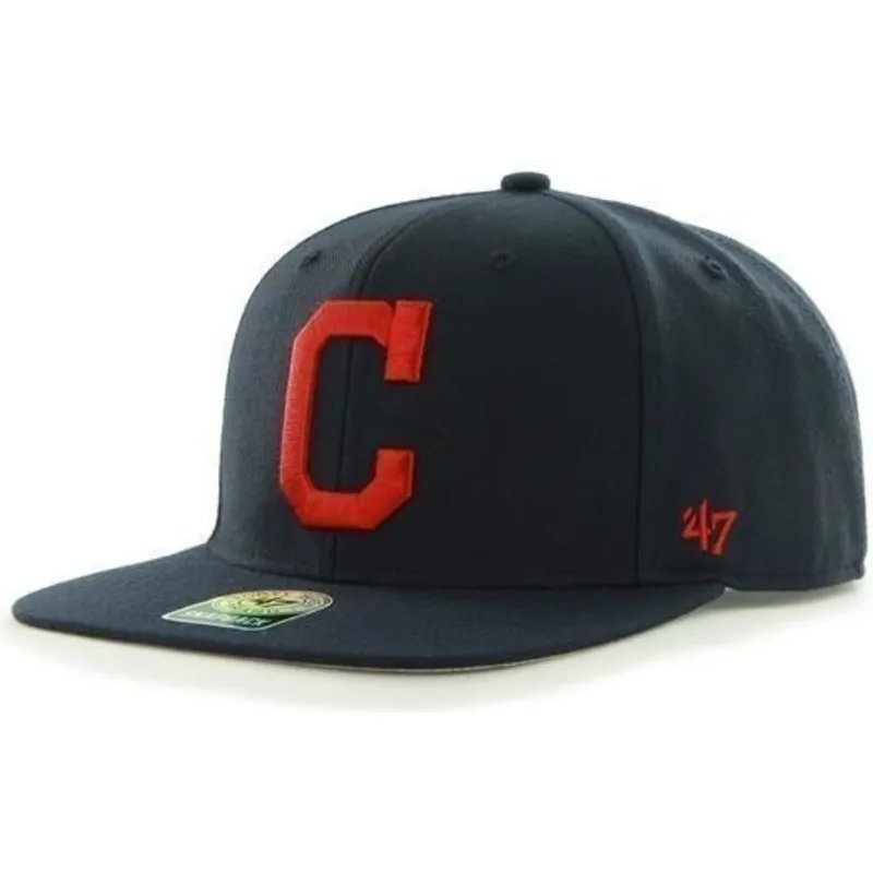 kepure-plokscia-tamsiai-melyna-snapback-lisa-lateral-cleveland-indians-mlb-47-brand