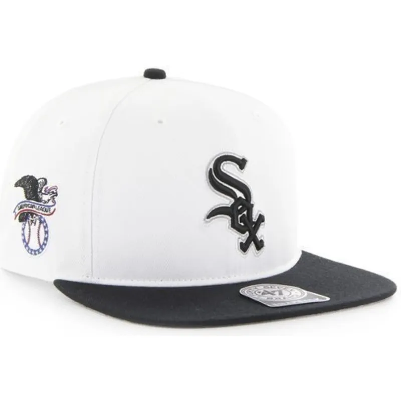 kepure-plokscia-balta-snapback-lateral-chicago-white-sox-mlb-47-brand kepure-plokscia-balta-snapback-lateral-chicago-white-sox-mlb-47-brand
