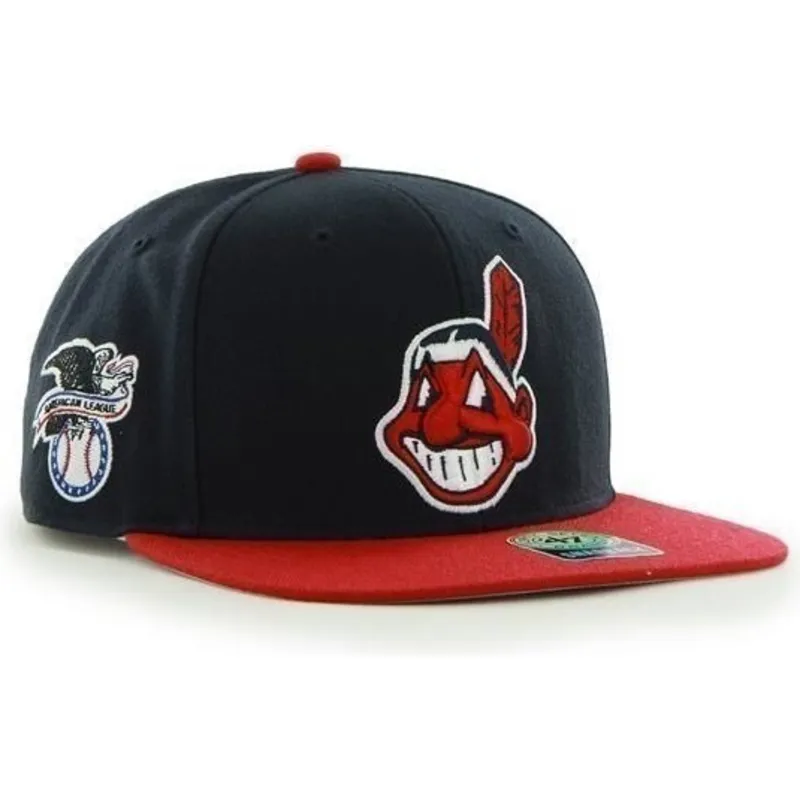 kepure-plokscia-tamsiai-melyna-snapback-antiguo-cleveland-indians-mlb-47-brand