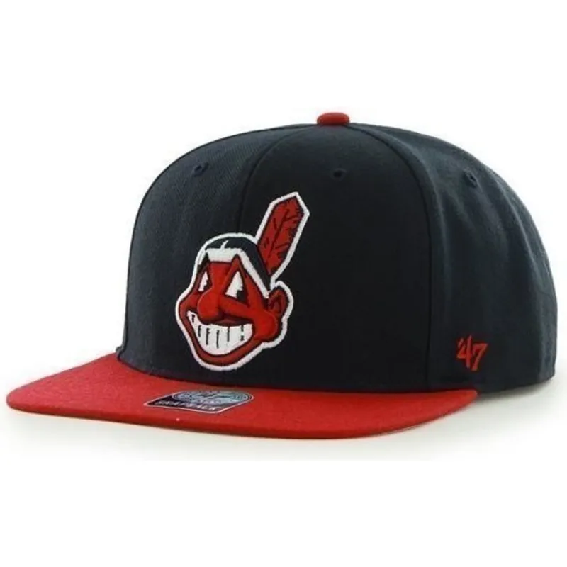 kepure-plokscia-tamsiai-melyna-snapback-antiguo-cleveland-indians-mlb-47-brand
