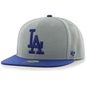 szara-czapka-z-plaskim-daszkiem-z-niebieskim-logo-snapback-gladka-z-bocznym-logo-mlb-los-angeles-dodgers-marki-47-brand