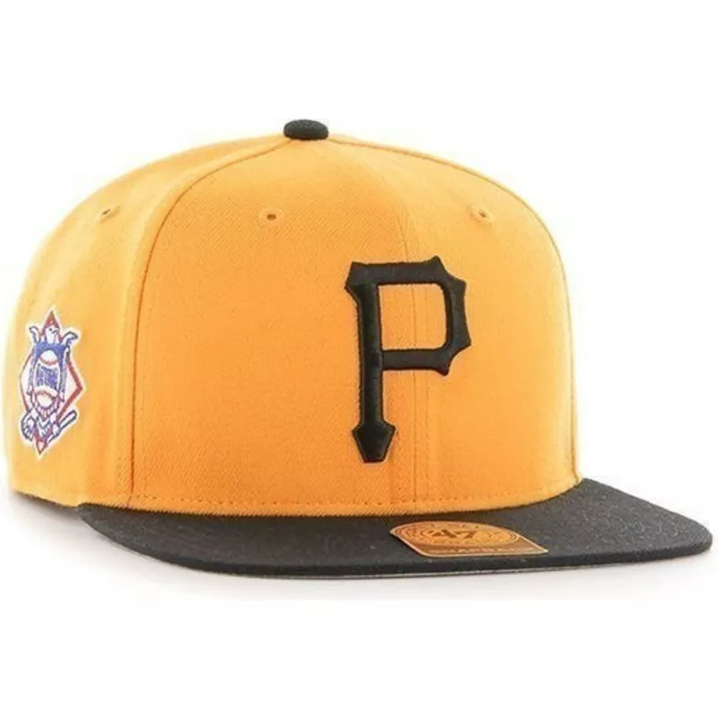 47-brand-flat-brim-side-logo-mlb-pittsburgh-pirates-smooth-yellow-snapback-cap