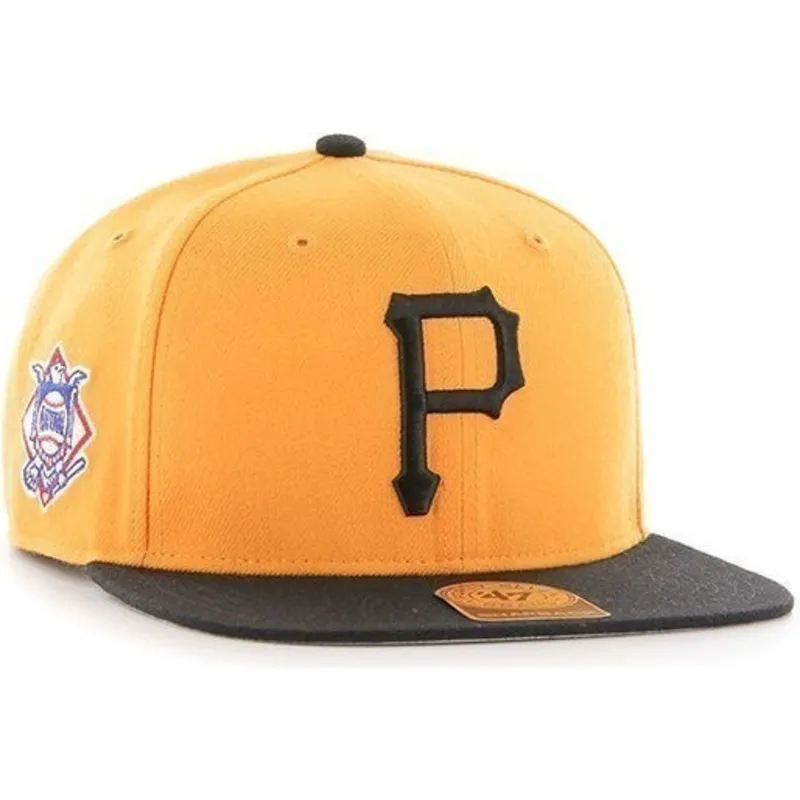 kepure-plokscia-geltona-snapback-leteral-pittsburgh-pirates-mlb-47-brand